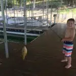 Young boy shows off fish from Beaver lake fishing
