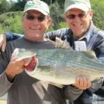 Guy holding large fish from Beaver lake fishing