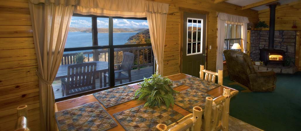 Cabin Dining area with view of Beaver Lake