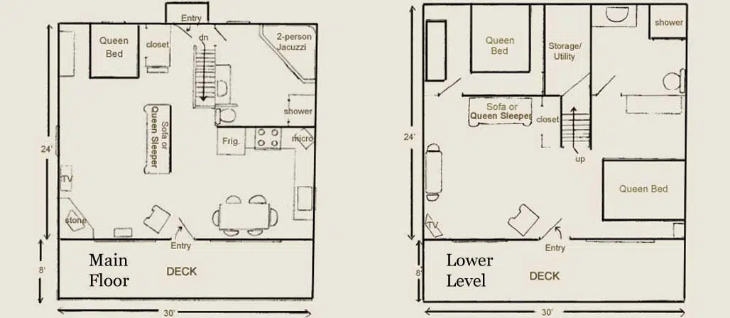 Cabin 5, 6, and 7 Layouts