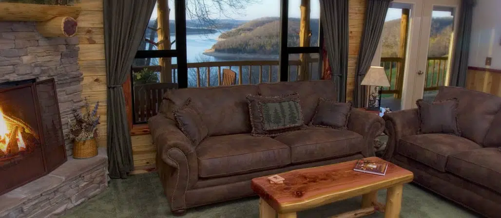 Interior view of seating area of cabin 8