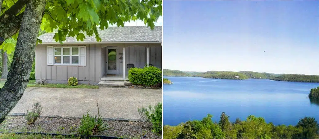 Lakehouse exterior and view of Beaver Lake