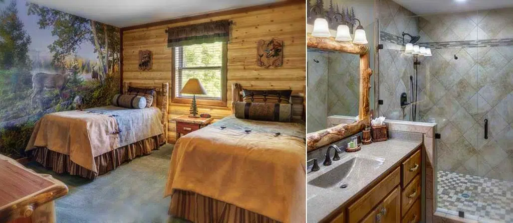 Tree Top Suite bathroom split view of bedroom